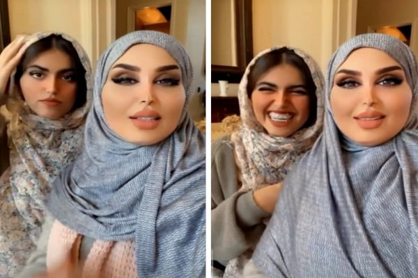 تفاصيل ارتداء هند القحطاني مشهورة سناب شات الحجاب مع ابنتها