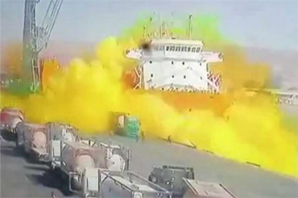 فيديو انفجار صهريج الغاز في ميناء العقبة في الاردن